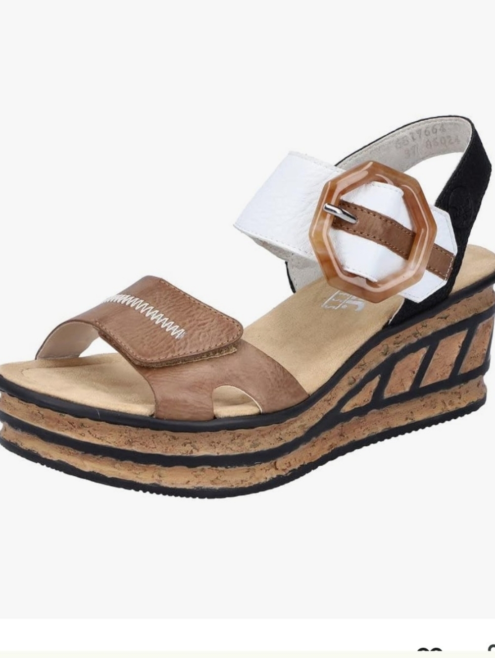 Rieker 68176 Rose Wedge Buckle Detail Sandal